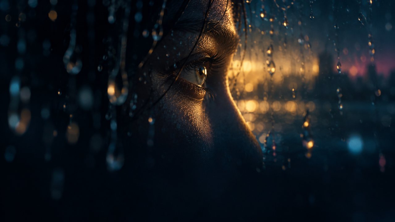 for the first time, close: only the eye is lit
