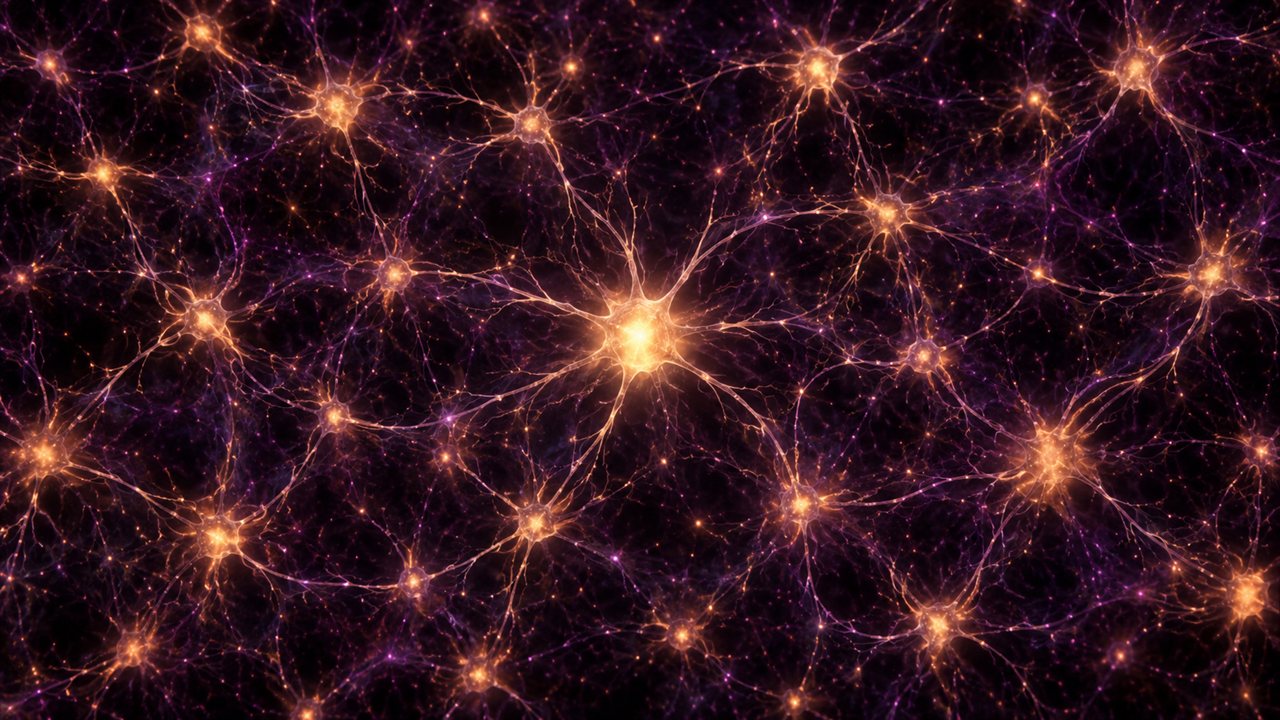 the neural web lights up around it